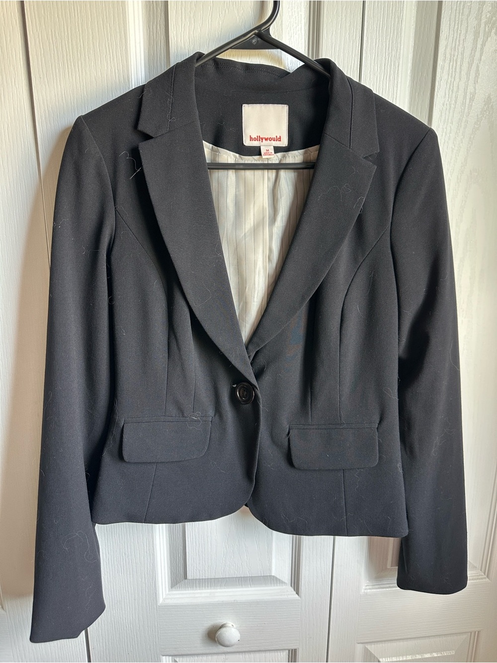 Hollywould Black Single-Button Fitted Blazer for Women